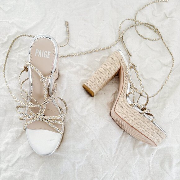 PAIGE Braided Metallic Ankle-Strap Platform Espadrilles Size 9 New - Picture 9 of 10